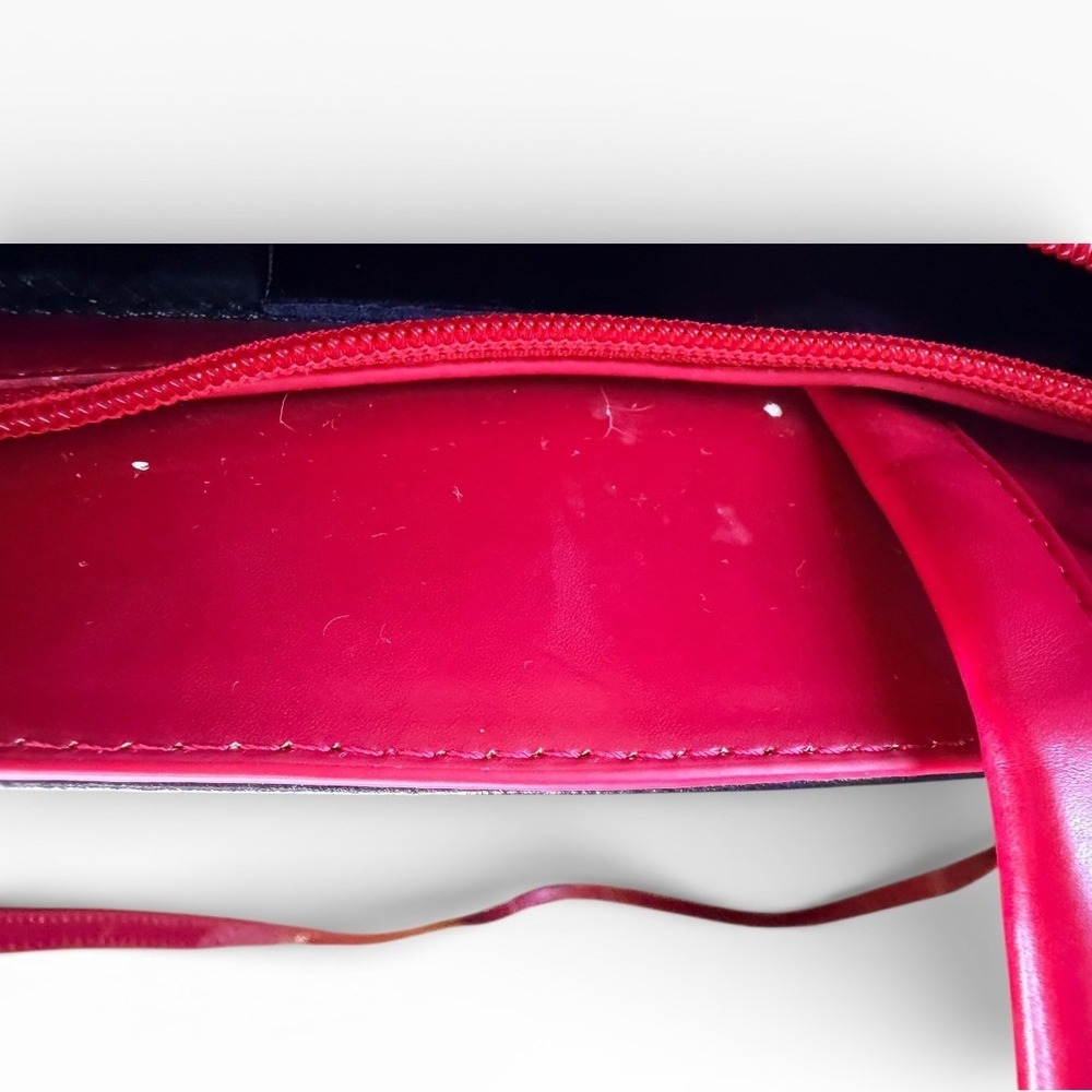 DANIELA MODA Black Red Patent Leather Top Handle Shoulder Bag - Picture 7 of 9